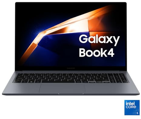SAMSUNG Galaxy Book4, Processore Intel Core 5 120U fino a 5.0 GHz, 16GB RAM, 512GB, Laptop 15.6 LED IPS Full HD, Windows 11 Home, Gray