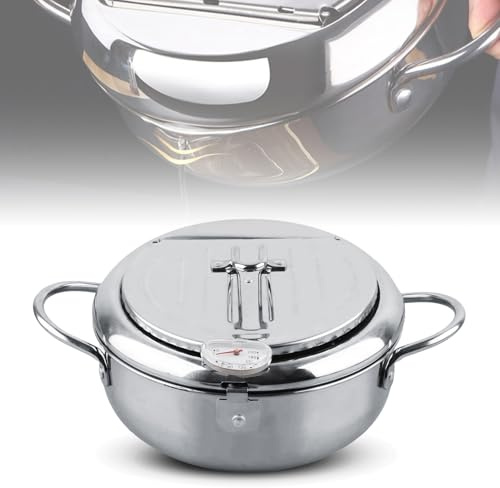 EIMSOAH Friteuse en Acier Inoxydable avec Thermomètre friteuse japonaise induction Japonaise, Induction, 2,2 L/3,2 L, Poignée Froide, Rappel Niveau d'Huile japanese deep frying pot Deep Fryers