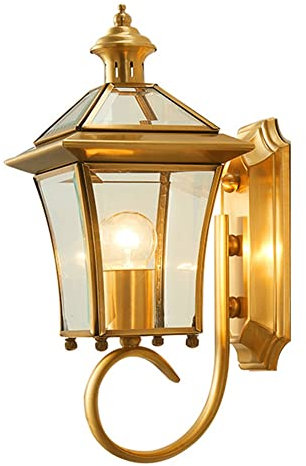 Außenwandleuchten Vintage Messing goldene Wandleuchte for den Außenbereich, wasserdicht, rostfrei, Wandlaterne, Glaslaterne, Außendekoration, Wandleuchte for Wohnzimmer, Balkon, Villa, Garage, Eingang