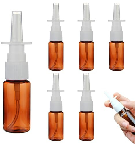 FKWKUW 6 Unids 20 Ml Vacío Ámbar Vidrio Nasal Botellas Recargables Niebla Fina Pulverizadores Maquillaje Contenedor para Aplicaciones Cosméticas De Agua Salina