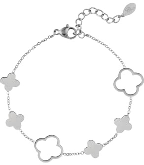 Acura-Styles Kleeblatt Armband Silber aus Edelstahl für Damen und Mädchen, Vierblättriges Schmuck Wasserfest Nickelfrei, Glücksbringer Geschenk für Frauen
