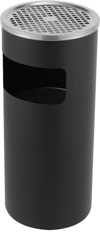Abfalleimer Outdoor Indoor Abfalleimer 2in1 Boden Stehender Aschenbecher 15L Edelstahl Rauchen Staub Müll mit Aschenbecher, Abnehmbarer Innerer Eimer Mülleimer für Garten Hinterhof Büro Restaurant