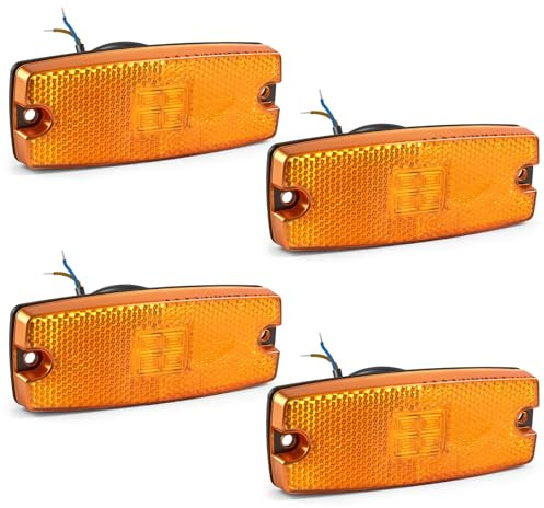 Yuanjoy 4x Orange LED Side Marker Lights, 12V/24V Trailer IP65 Waterproof Marker Lights with ECE R10 Certification, for Trailer, Van, Camper, Truck