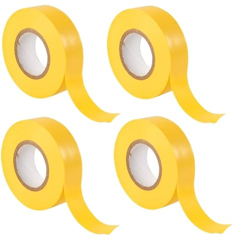 TERF® Paquete de 4 cintas eléctricas amarillas de 19 mm x 33 m, cinta aislante de PVC autoadhesiva fuerte para aislar reparación, proteger cables eléctricos y amplio uso de cinta de sellado