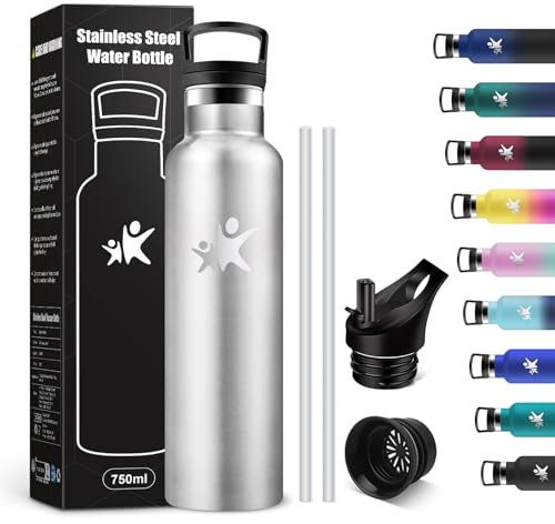 KollyKolla Borraccia Termica 750ml, Borraccia con CannucciaBorraccia con Cannuccia, senza BPA, Bottiglia Acciaio Inox, Isolamento Termico a Doppia Parete, senza Perdite, per Lavoro, Viaggio, Gym