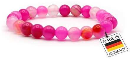 Handgefertigtes Achat-Armband, Länge 19 cm, handgefertigt aus echten Edelsteinen, hochwertiger Edelstein-Schmuck für Damen und Herren