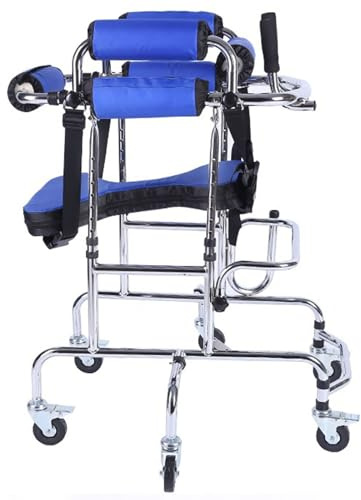 Tragbarer Gehwagen für Zerebralparese mit klappbarem, verstellbarem 6-Rad-Rehabilitations-Gehgestell mit Kippschutz und Gurtsitz