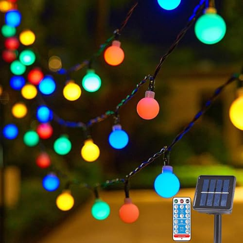 Sunshine smile Solar Lichterkette Außen,15M 100 LED Lichterkette Kugeln,Lichterketten Globe Außen, für Kinderzimmer,Gartenbeleuchtung,Party,LED Fairy Lights