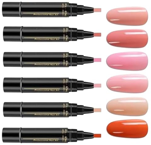 Stylo Vernis À Ongles - 6 Couleurs Ensemble De Stylos À Ongles | Kit De Vernis À Onglerie Gel | Ensemble De Stylos Pour Laque À Onglerie Gel En Une Étape Pour Salon À Domicile Pour Femmes