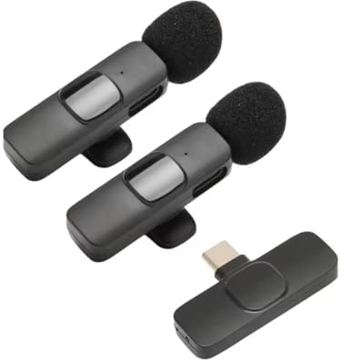 DOKI DK09AD Mini Micrófono Inalámbrico de Solapa Plug Play con Cancelación de Ruido (2 Micrófonos+1 Receptor) - Tipo-C Negro