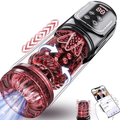 VIJISA Masturbador Masculino con 12s Bomba de Pene Vibrazione lingua, Juguetes Sexuales Hombre Masturbádores con 7 Modos Telescópicos & Rotación & Succión, Masturbador Hombre Interactivos con IA