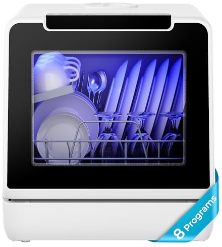 EUHOMY Countertop Dishwasher Portable, 8 Programs Mini Dishwasher with 5L Built-in Water Tank and Inlet hose, No Hookup Needed, Dish Washer with Self Clean/Baby Care/Air Dry, for Apartments & RVs
