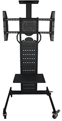Carrito de TV móvil con ruedas para televisores de pantalla plana LCD, LED y plasma de 32 a 70 pulgadas. Soporte de estante de altura ajustable que soporta hasta 165 libras. Soporte de monitor móvil