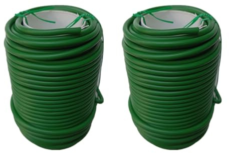 2 cables de unión gruesos para plantas, 20 m, alambre verde, suave, para atar rosas trepadoras y verduras