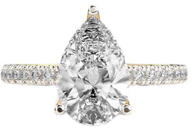 Larmes d'Amour glänzender Ewigkeitsring aus 925er-Sterlingsilber | vergoldet | mit Moissanit-Birnenform und rundem Ring | Luxuriöser handgefertigter Schmuck für Damen | WWJR_0235