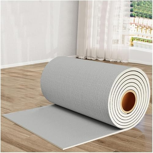 Rouleau de Papier Peint Isolant Thermique Autocollant - Papier Peint Isolant et Anti Humidité de 5 mm - Adhesif Mural Chambre Réduction du Bruit Résistant Blanc(Gris,L2.8m W50cm)