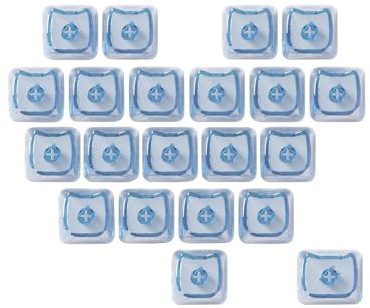 JSJTKeys Blank Crystal Transparent Keycaps, Backlit Blue Keycap,21 Keys Love Heart-Shaped PC Custom Keyboard Caps Mao Profile for MX Switches Mechanical Keyboards