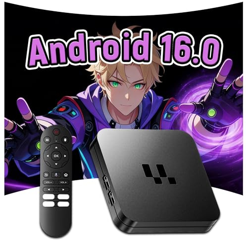 Y1 Android 16.0 Box Android TV Box,WiFi 2,4G/5G + Bluetooth + Ethernet,Boîtiers TV Stick intelligents 4K Ultra HD avec Télécommande vocale Bluetooth,2Go de RAM + 16Go de ROM