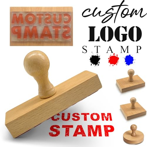 Personalisierter Logo-Stempel, personalisierbar, aus Holz, Gummistempel mit Text, Name mit Griff, Adresse, mehrere Größen für Geschäft, machen Sie Ihren eigenen Stempel, rechteckig