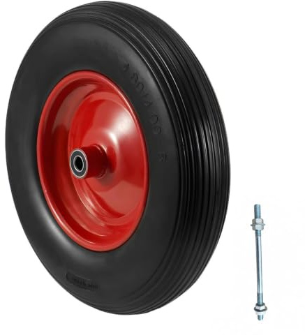 CaitongX Schubkarrenrad 4.80/4.00-8 PU Vollgummi 15 Zoll – Pannensicheres Ersatzrad für Schubkarre, Gartenkarre, Sackkarre & Transportwagen mit Rillenprofil, langlebiges PU-Rad für schwere Lasten