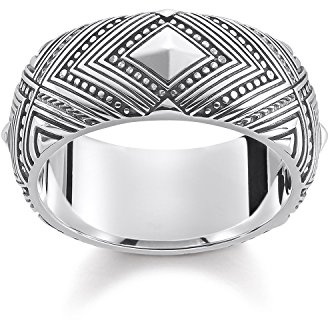 Thomas Sabo Damen-Ring Ornamente Afrika 925 Sterling Silber, geschwärzt TR2127-637-21, Sterling Silber