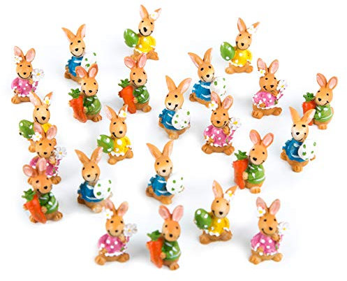 Logbuch-Verlag kleine Osterhasen-Figuren, 24er Set: Bunte Mini-Hasen Osterdeko, Osterschmuck für Tischdeko, Geschenke und Osterfest, Hochwertige Deko-Figuren aus Polyresin, Indoor, 2,5 cm