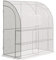 Outsunny Walk-In Lean to Wall Greenhouse with Windows and Doors, Outdoor Green House with 3 Tiers 4 Wired Shelves, 200L x 100W x 215Hcm, White