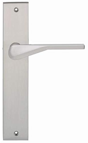 AZERODESIGN - Juego de Manivela HELSINKI con Placa - 4,8x23,9 cm - Largo Manivelas de 13 cm - Resistente al Desgaste y la Oxidación - Acabado en Efecto Inox - Material de Zamak