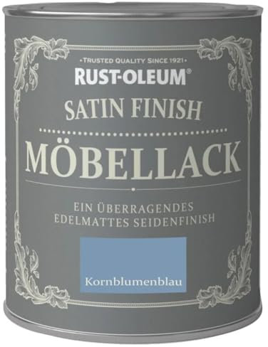 Rust-Oleum Satin Finish Möbellack, Shabby Chic, Vintage-Stil, Edelmattes Seidenfinish, 750ml (Kornblumenblau)