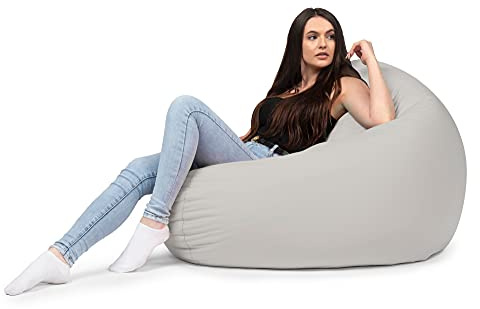 chilly pilley Sitzsack Beanbag Sessel mit EPS Perlen Füllung Riesensitzsack Sitzsäcke Indoor & Outdoor wasserfest multifunktional für Kinder und Erwachsene viele Farben (Silber, Ø 100 cm)
