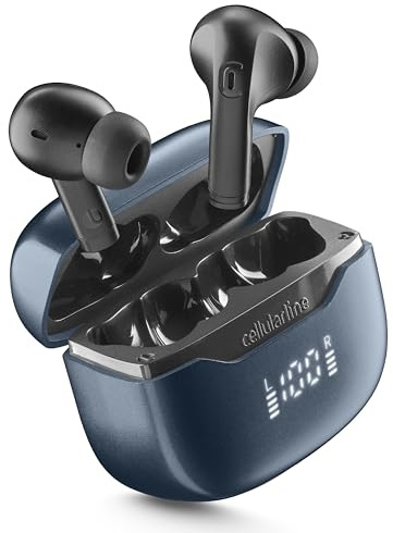 cellularline KEY PRO Auricolari In-Ear con ENC, 4 Microfoni, Display LED, Multipoint Technology, 30 Ore Playtime, Autopairing e Controlli Touch, Bianco