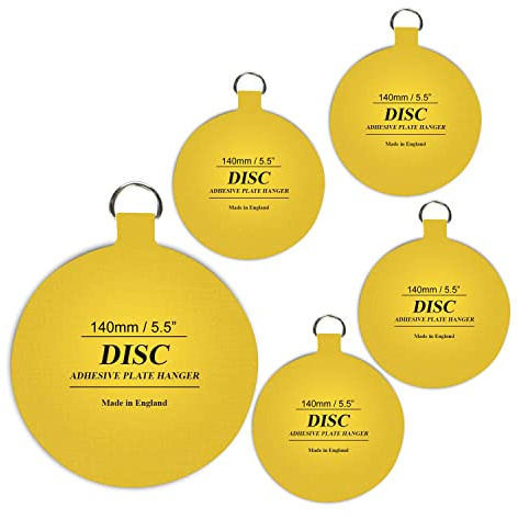 140mm Adhesive Plate Hanging Discs, 5 Pack Invisible Self Adhesive Hangers | Oversized Rear Mount Plate Display Hooks for Large Feature Plates, Wall Plaques and Statement Décor