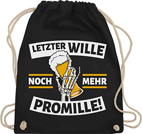 Shirtracer Turnbeutel Rucksack - Party & Alkohol Herren - Letzter Wille mehr Promille! Skeletthand mit Bier - Unisize - Schwarz - saufrucksack sauf promille beutel saufen alki unser rucksäcke trink