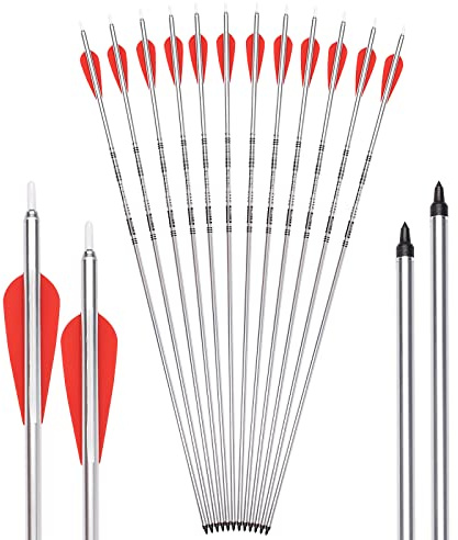 NIKA ARCHERY Aluminium Pfeil 28 30 Zoll Jagd Zielübung Bogen und Pfeil geeignet für Compoundbogen Recurve Bogen Langbogen (12 Stück)