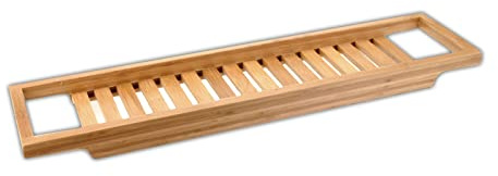 Bambus Badewannenablage Wannenablage 64 x 15 cm Badewannenbrett Wannenbrücke Badewannenauflage Badewannenbrücke Badewannentablett