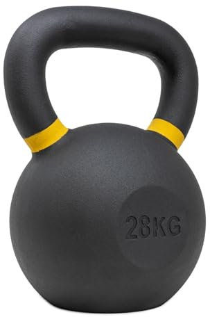 Strength Shop Kettlebell Gusseisen mit genormtem Griff, 1x 28 KG, Extrem Robust & Langlebig, Kugelhantel mit Gewichts-Farbmarkierung & Schwarzpulver-Beschichtung, ideal für Ganzkörpertraining