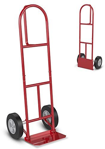 COSTWAY Sackkarre mit P-Griff, belastbar bis 300 kg, Metall Stapelkarre Schwerlast, Transportkarre mit großen Rädern & klappbarer Ladefläche, Transportwagen Handkarre (Modell 1, Rot)