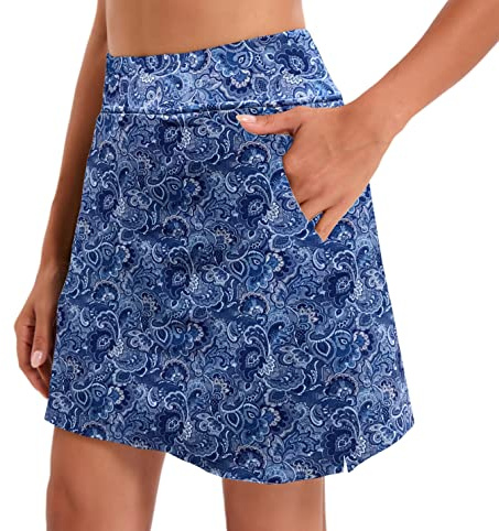 Oyamiki Women's 18 Tennis Skirts High Waisted Golf Athletic Skorts with Shorts Pockets