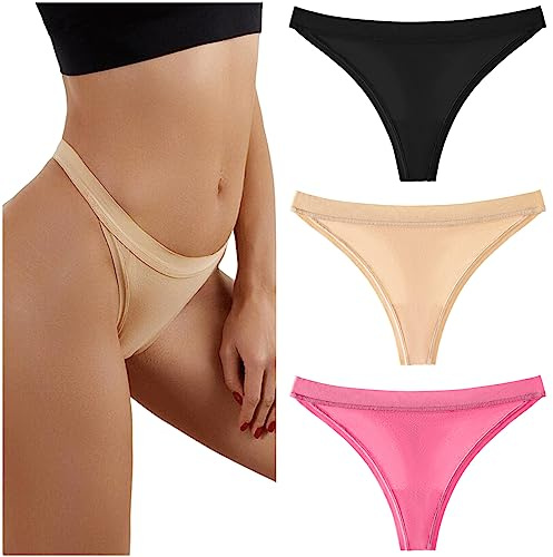 marysgift G String Thongs for Women Cotton Panties T-back Comfy Underwear Multipack Low Rise Ladies Briefs (BB3,L UK 10 12)