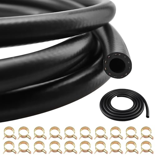 Benzinschlauch Kit 3 Meter Kraftstoffschlauch 8mm Innendurchmesser Dieselschlauch Ölschlauch Kraftstoffleitung mit 20 Stücke Schlauchschellen für Auto Motorrad Traktor
