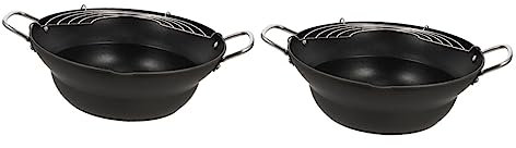 OQHAIR 2 Pcs Poêle à Frire Mini Wok Induction Poêle à Induction Wok Poêle à Frire pour Poulet à Frire Poêle à Frire en Acier Inoxydable Poêle à Café avec Égouttoir Tempura Mini Poêle Ména
