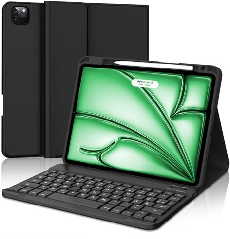 FOGARI Hülle mit Tastatur für iPad Pro 11 2022/2021, Magnetische Abnehmbare Bluetooth Keyboard Schutzhülle mit Stifthalter für iPad Pro 11 4/3 Gen, QWERTZ-Layout, Schwarz