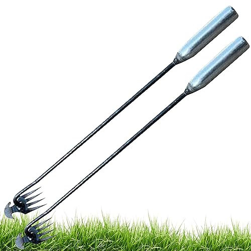 Visiblurry Grasentferner,Gras-Handentferner aus Edelstahl mit 4 Zinken - Gartenhandwerkzeuge zum Entfernen von tief verwurzeltem Gras für Terrasse, Park, Garten, Rasen, Feld