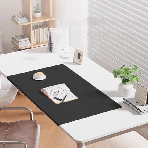 Büro-Computer-Schreibtischmatten, Leder-Schreibtischunterlagen, Schreibtischunterlagen, Tischschutz, Laptop-Matten, Tastatur-Pad, Desktop-Matte mit Kantenschutz für Zuhause/Dekor, 110 x 60 cm, schwarz