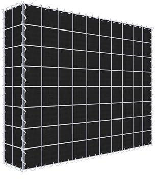 Grönsaksgrön gabion med fleece 100 cm x 80 cm x 20 cm (L x H x D), maskstorlek 10 cm x 10 cm, spiral