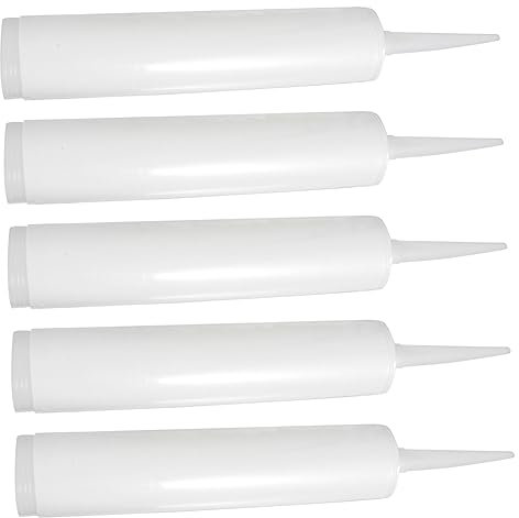 Angoily Tubes De Mastic En Plastique Vides Rechargeables 5 Pièces Blanc Piston, Pour Calfeutrage De Fissures Et Jointoiement, Outil Pour Amélioration De L'habitat