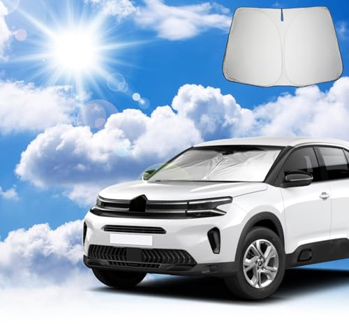 Coleya Pare-Soleil Auto Compatible avec Citroen C5 Aircross 2018-2025, Citroen C5 Aircross Accessoires Couverture pour Pare-Brise Avant, Protection Solaire, Pliable, Bloque Rayons UV