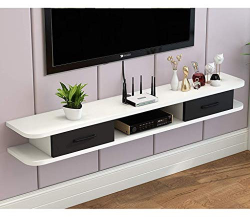Schwebendes Regal, modernes schwimmendes Regal, Standbrett, Rack, Schrank, Medienkonsole, Wandmontage, hängende Audio-/Videokonsole für Kabelboxen, Router, Fernbedienungen, Spielekonsolen (C 100