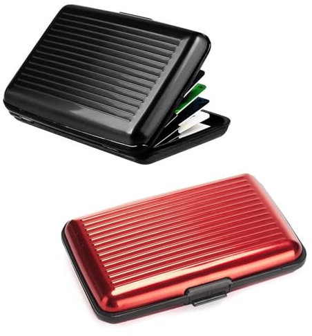 2 Stück Kreditkartenetui aus Aluminium,Kredit Kartenetui mit Münzfach,Aluminium Credit Card Wallet Holder,Utility Gadgets,für Kreditkarten,Bankkarten,Personalausweise und Arbeitsgenehmigungen.