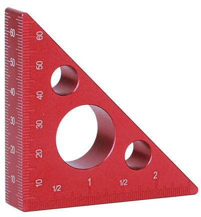 Équipe de menuisier, 0-2Inch 0-60mm Règle Triangulaire en Aluminium, 45 Degrés Métal Équerre pour charpentier, Concepts, Ingénieur